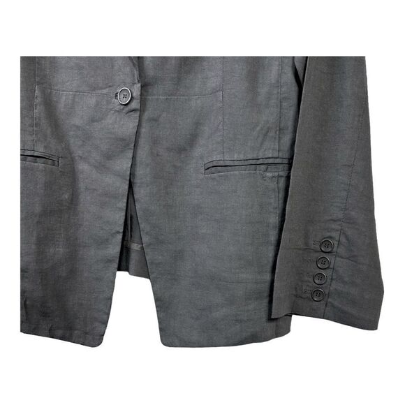 EILEEN FISHER Organic Linen Blazer Gray Jacket Button Notch Lapel Women 14 - Picture 3 of 7